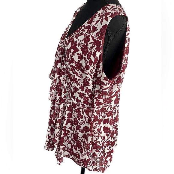 Daisy Fuentes Tank Blouse Mock Wrap Red White 2X 2XL XX - Picture 2 of 14